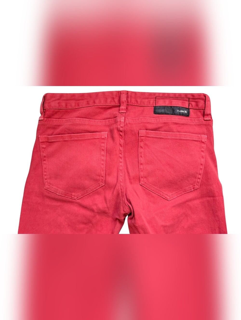 Hurley Red Skinny Jeans Womens Size 27 Stretch Low Rise Denim Pants - Picture 5 of 11